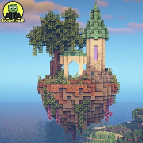 Floating Island Temple in Minecraft Minecraft Temple, Minecraft Structures, Minecraft House Plans, Minecraft Cottage, Minecraft Castle, Floating Island, Cute Minecraft Houses, Minecraft Plans, Minecraft Inspo