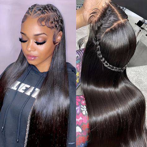 Styles For Straight Lace Front Wigs, Hd Lace Wig Hairstyles, 360 Lace Frontal Wig Straight Hairstyles, How To Style Full Frontal Wig, 360 Lace Frontal Wig Styles, Full Lace Wig Hairstyles, Frontal Wig Hairstyles Straight, 360 Lace Frontal Wig Hairstyles, Straight Lace Front Wigs Styles