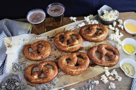 Soft & Salty, Stadium Style Sourdough Pretzels | Bubbling Starter Sourdough Pretzels, Bread Lame, Bread Starter, Trendy Food, Superbowl Snacks, Super Bowl Party, Soft Pretzels, Superbowl Party, Sourdough Starter