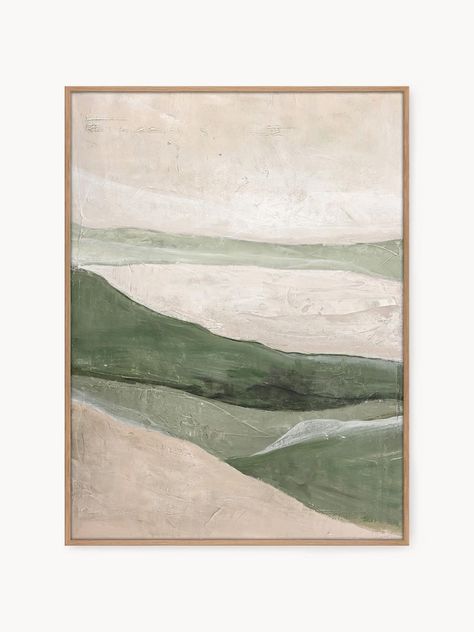 Home Paintings, Brown Painting, Paintings Ideas, Green Paintings, Flat Interior, Green Field, Deco Originale, Minimalist Artwork, Green Wall Art