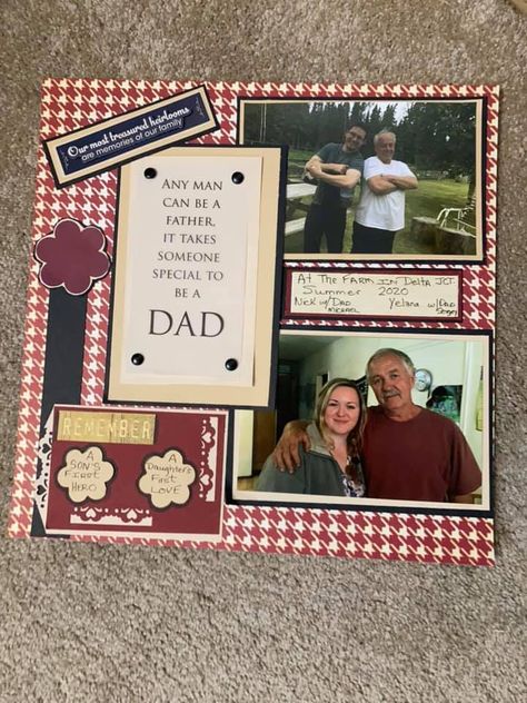 Father’s Day Scrapbook Ideas, Father’s Day Scrapbook Layout, Dad Scrapbook Ideas, Scrapbook Inspo, Fathers Day Photo, Bday Gift, Memory Album, Birthday Scrapbook, 3d Photo