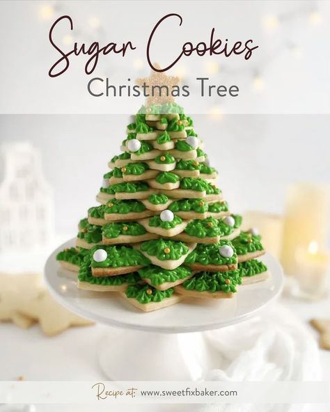 #christmas #dessert #ideas #cookie #foodphotography #sugar Sugar Cookies Christmas, Christmas Dessert Ideas, Butter Cookies Christmas, Chocolate Chip Blondies, Sugar Dough, 3d Christmas Tree, Favorite Cookie Recipe, Tree Cookies, Christmas Tree Star