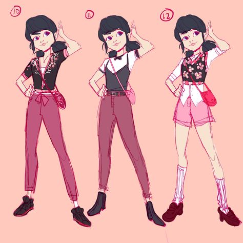 hi I went a little nuts about the new marinette... - Z.O.E. Chat Noir Outfit, Marinette Redesign, Marinette Room, Ladybug Outfits, Baby Bug, Creepypasta Cute, Anime Fashion, Miraculous Ladybug Fanfiction, Miraculous Characters