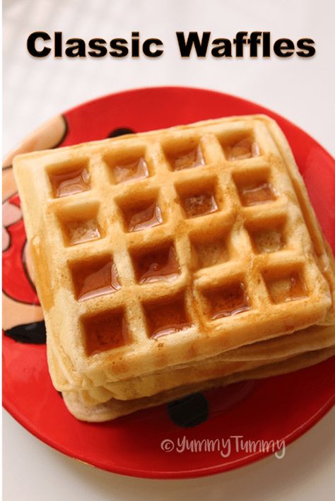 Classic Waffles Recipe - Basic Breakfast Waffles Recipe One Waffle Recipe, Classic Waffles, Waffle Mix Recipes, Classic Waffle Recipe, Basic Breakfast, Breakfast Waffle Recipes, Easy Waffle Recipe, Waffle Iron Recipes, Waffle Ingredients