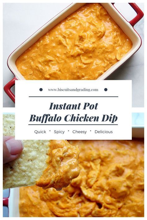 This spicy, cheesy Buffalo Chicken dip will be a crowd pleaser for sure! It comes together quickly and easily, and can be made ahead of time. Plus it's all done in the Instant Pot - one pot success!  #instantpot #yum #foodblog Quick Buffalo Chicken, Instant Pot Buffalo Chicken, Chips Dip, Cheesecake Dip, Quick And Easy Appetizers, Chicken Dip, Chicken Dips, Buffalo Chicken Dip, Instant Pot Dinner Recipes