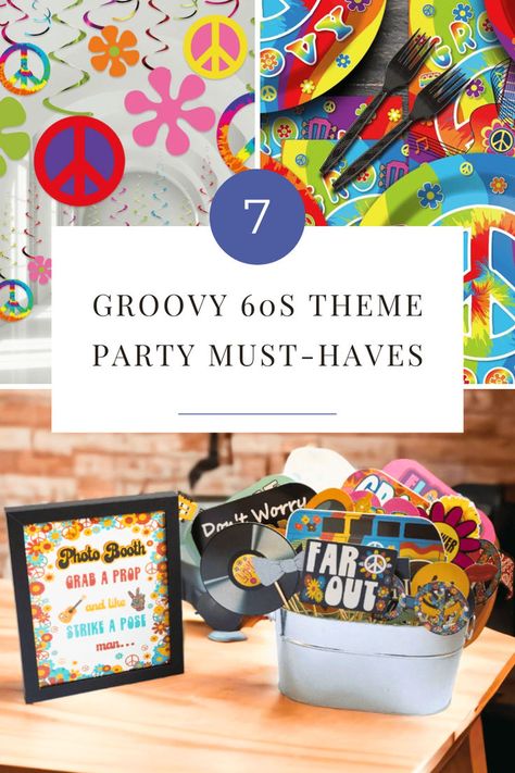 Get ready to transform your space and transport your friends back to the swinging 60s! Discover our top 7 must-haves that'll add all the peace, love, and groovy vibes to your party. From decor to fun props, these essentials will make your bash unforgettable! ✌️🌼🎉 60s Party Themes, 60s Theme Party, 60's Party, 60s Theme, 60s Party, Moms 60th, Feeling Groovy, Groovy Vibes, Hippie Party