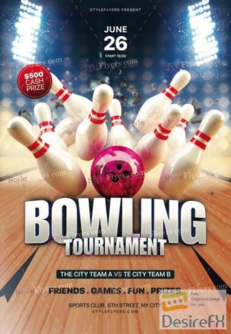 Bowling Flyer Design, House Sale Flyer, Bowling Fundraiser, Bowling Poster, Bowling Tournament, Flyers Template, Brochure Examples, Bowling Party, Psd Flyer Templates