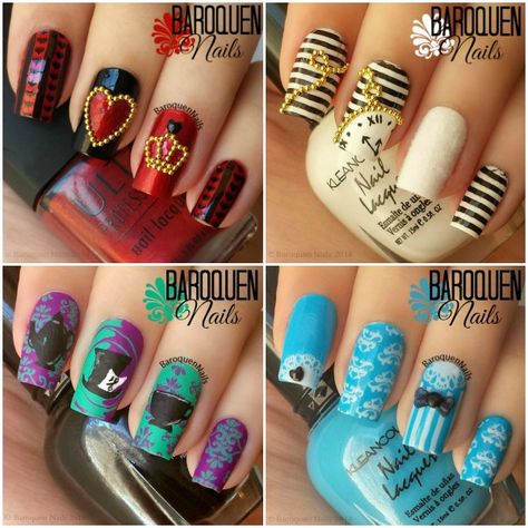 Cartoons Nails, Permanent Polish, Emo Nails, Alice In Wonderland Nails, Wonderland Nails, Frozen Nails, Nails Photo, Disney Acrylic Nails, Disney Nail