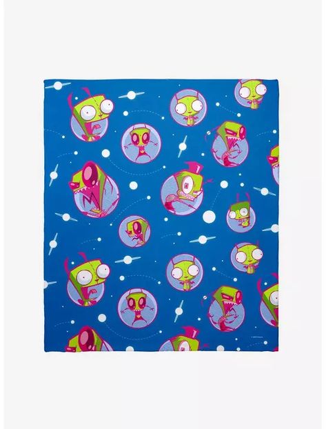 Invader Zim Space Orbs Throw Blanket, Invader Zim Blanket, Invaders Zim, Emo Room, Popping Colors, Bedroom Throw, Invader Zim, Dreamy Room, Silk Touch, Blanket Sizes