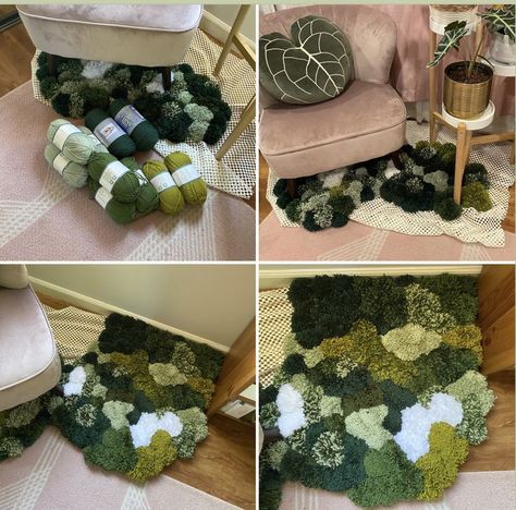 Moss Rug Diy, Diy Moss, Rug Diy, Moss Rug, Yarn Patterns, Diy Yarn, Diy Crafts To Do, Diy Crochet Projects, Dream House Decor