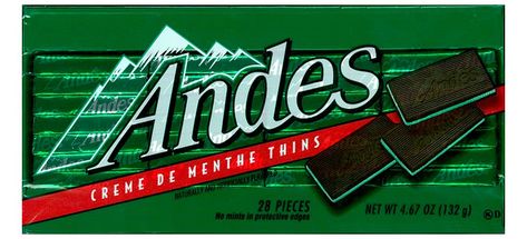 ANDES CREME DE MENTHE THINS serving 1 piece calories 25 total carbs 2.7g Andes Mints, After Dinner Mints, Dinner Mints, Andes Mint, Peppermint Cream, Chocolate Bites, Mint Recipes, Chocolate Covered Cherries, Chocolate Sandwich