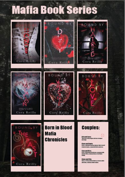 "Born in Blood Mafia Chronicles" series by Cora Reilly is a very gripping and thrilling mafia series. Each book holds their own mystery and conflics. Born In Blood Mafia Chronicles, Spicy Books, Book Recommendation, Cora Reilly, Choose Me, Book Series, Book Recommendations, Romance, Reading