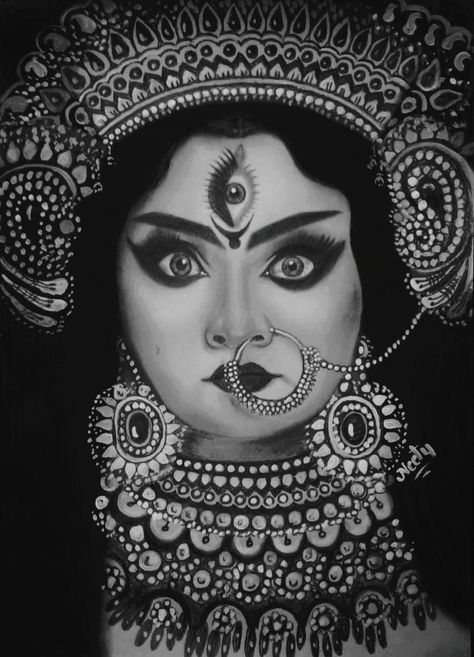 Maa Durga Drawing Sketch Realistic, Mataji Sketch, Bride Sketch, Mata Drawing, Carving Drawing, God Drawings, Patina Art, Charcoal Painting, Abstract Pencil Drawings