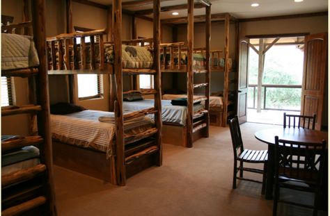 Camp Bunk Beds, Summer Camp Cabin Bunk Rooms, Pjo Cabins Interior Design, Summer Camp Cabin Interior, Apollo Cabin Interior, Bunk Beds Aesthetic, Summer Camp Cabin, Bunk Bed Aesthetic, Cabin Bunk Beds