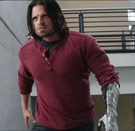 Day 13 - Seb Wearing Red  Seb (okay Bucky) in that red henley  #CACW Bucky Barnes Marvel, Barnes Marvel, James Barnes, James Buchanan Barnes, Winter Soldier Bucky, Bucky Barnes Winter Soldier, Robert Redford, White Wolf, Avengers Assemble