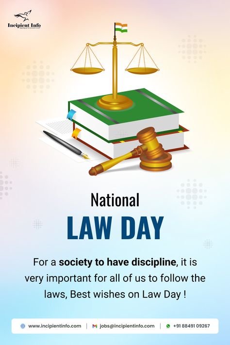 On the occasion of Law Day, let us promise ourselves to follow all the laws in order to have a #society which grows with positivity and shuns the negativity….. With that thought, wish you a very warm and #HappyLawDay!!! #NationalLawDay #LawDay #ConstitutionDay #ConstitutionDay2022 #OneNationOneLaw National Law Day, Constitution Day, 15 August, Let It Be, Quick Saves