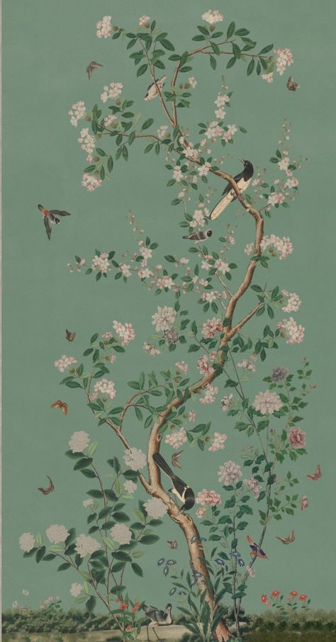 About our chinoiserie wallpapers — Allyson McDermott Chinese Wallpaper, Chinoiserie Wallpaper, Chinese Design, Chinese Garden, Wallpaper Trends, Wedding 2024, Wallpaper Designs, Bathroom Wallpaper, Green Wallpaper