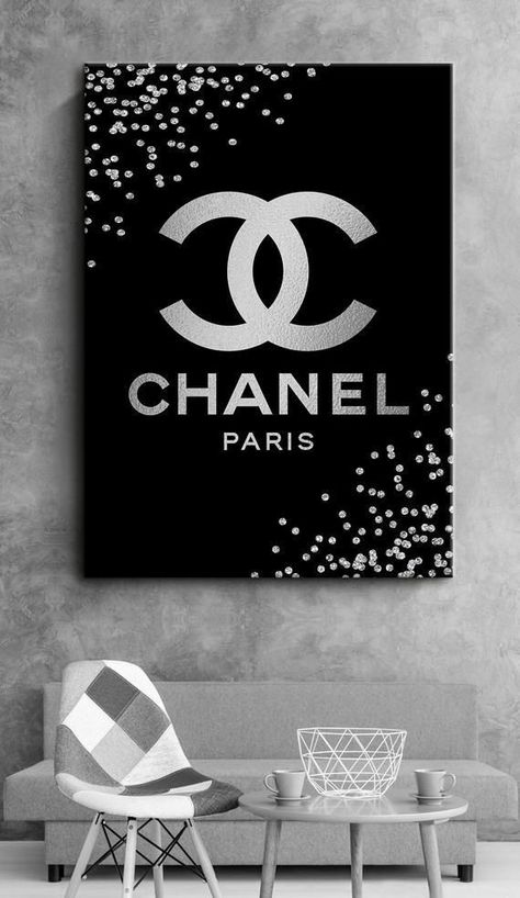 Chanel Decoration, Chanel Inspired Room, Chanel Canvas Art, Chanel Wall Decor, Multi Canvas Painting, Chanel Wall Art, Chanel Decor, Wall Art Fashion, Chanel Art