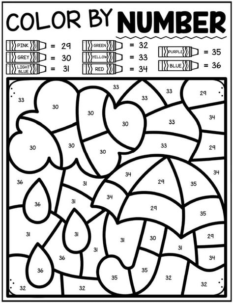 Spring Worksheets Preschool, Color By Number Worksheet, Seasons Preschool, Spring Worksheet, Number Worksheet, Sight Word Coloring, Color By Number Printable, Spring Kindergarten, Early Reading Skills