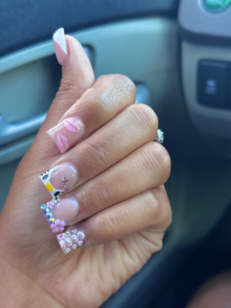 Cute Short Acrylic Nails, Short Duck Nails, Duck Nails, Racun Shopee, Colored Acrylic Nails, French Tip Acrylic Nails, Basic Nails, Short Square Acrylic Nails, Short Acrylic