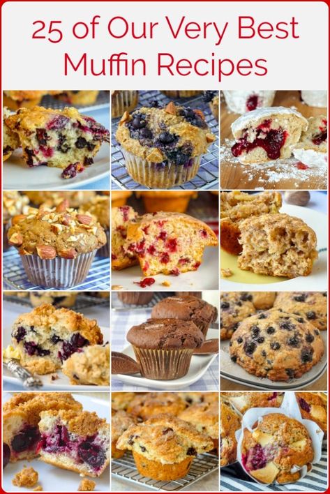 Best Muffin Recipes. Enjoy all 25 0f these fan favourite recipes from over a decade on RockRecipes.com; from caramel apple to classic bakery style blueberry muffins and so many more. #breakfast #brunch #weddingbrunch #sundaybrunch Blueberry Breakfast Muffins, Caramel Apple Muffins, Best Muffin Recipe, Best Chocolate Chip Muffins, Raspberry And White Chocolate Muffins, Apple Crumble Muffins, Bakery Style Blueberry Muffins, Gluten Free Banana Muffins, Cherry Muffins