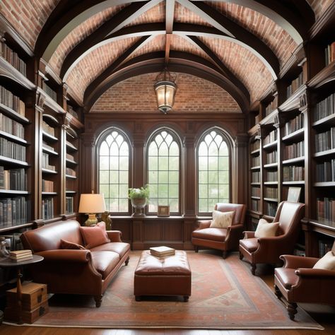 Tudor Architecture Interior, Old Library Room, Turret Interior, In Home Library, Turret Room, Tudor Architecture, Farmhouse Craftsman, Bedroom Library, Old Library