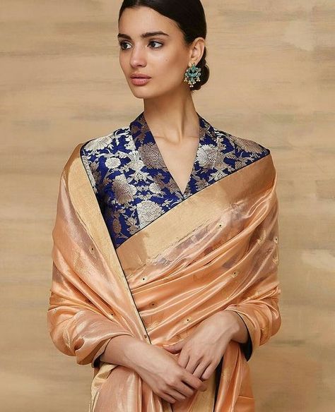 10+ Simple Silk Saree Blouse Design Front and Back Trending in 2024 - Beauty And Lifestyle Blog Banarsi Blouse Design Latest, Banarsi Blouse Design, Silk Saree Blouse Design, Banarasi Saree Blouse, Saree Blouse Design, Brocade Blouse Designs, Long Blouse Designs, Blouse Designs High Neck, Cotton Blouse Design