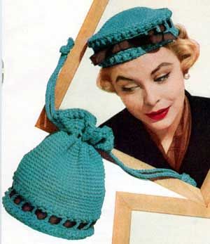 vintage crochet pillbox hat and purse with grosgrain ribbon trims.  Love it! Crocheted Hat Patterns, Pill Box Hat, Crochet Adult Hat, Fingerless Gloves Crochet Pattern, Free Crafts, Box Bags, Crafts Holiday, Funky Hats, Hat Patterns Free