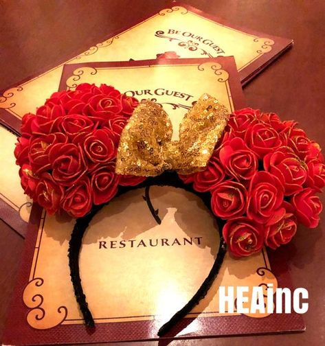 Beauty And The Beast Ears, Beauty And The Beast Crafts, Disney Diys, Diy Disney Ears, Diy Mickey Ears, Disney Mouse Ears, Beauty And The Beast Party, Disney Mickey Ears, Disney Mouse