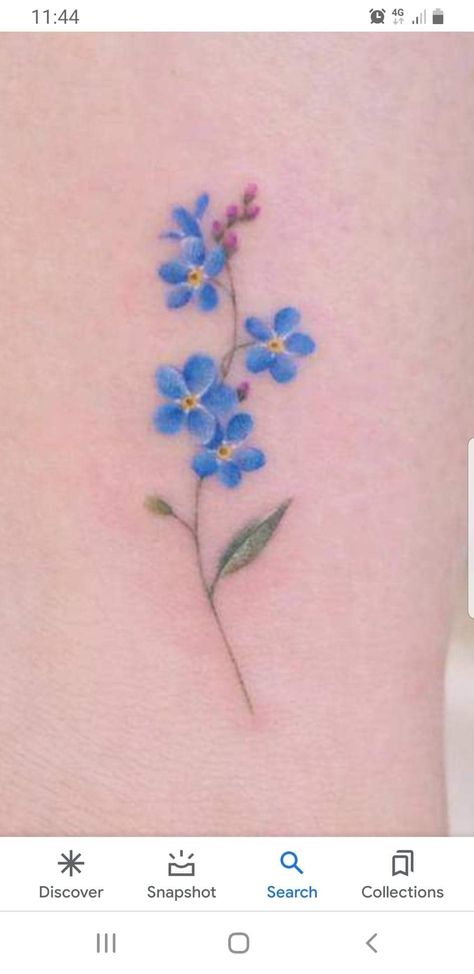 Tiny Forget Me Not Tattoo, Tattoo Forget-me-nots, Alzheimers Tattoo Grandmothers, Forget Me Not Flowers Tatoos, Forget Me Knot Tattoo, Purple Forget Me Not Flowers, Pawprint Tattoos, Delicate Tatoos, Tiny Flower Tattoo