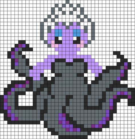 Ursula Pattern | Bead Sprites | Characters Fuse perler bead design Perler Bead Fairy Pattern, Ursula Cross Stitch, Minecraft Patterns, Perler Pattern, Perler Beads Ideas, Modele Pixel Art, Kandi Cuffs, Fuse Bead Patterns, Hama Beads Design