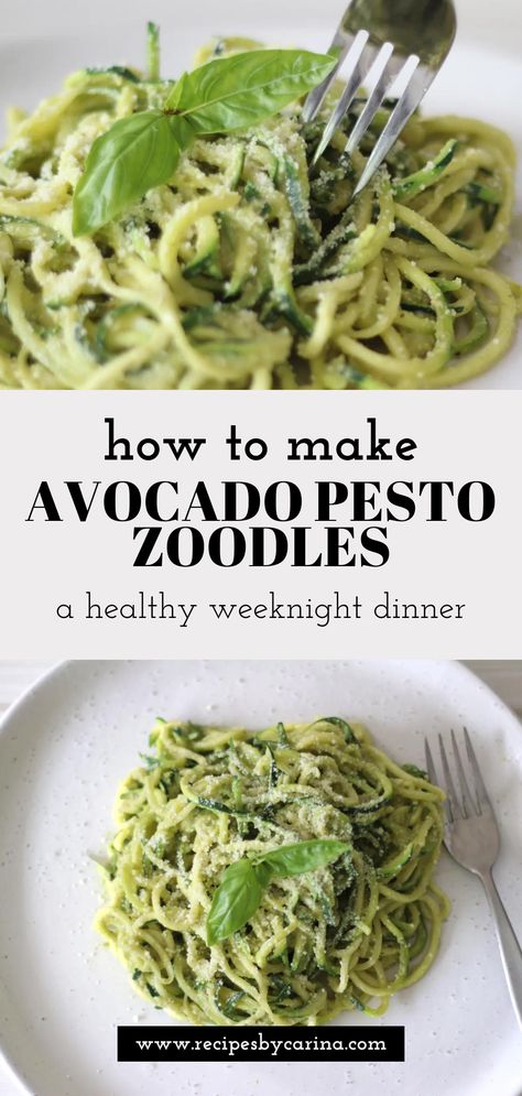 Zoodles With Pesto, Avocado Pesto Recipe, Pesto Zoodles, Mom Meals, Holy Cannoli, Vegan Paleo Recipes, Zoodle Recipes, Weeknight Recipes, Avocado Pesto