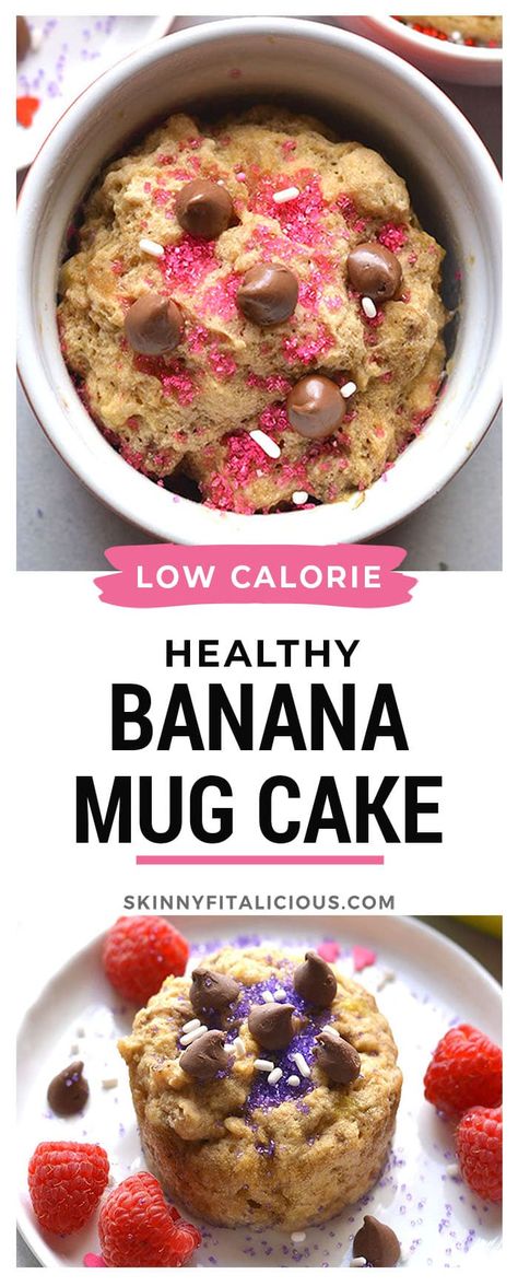 Low Calorie Mug Cake Microwave, Mug Cake Low Calorie, Cake Low Calorie, Low Calorie Mug Cake, Healthy Banana Cake, Banana Mug Cake, Low Calorie Cake, Mug Cake Healthy, Low Calorie Vegan