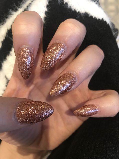 Bronze Glitter Nails, Bronze Nails, Nail Idea, Sparkly Nails, Nails Nails, Feet Nails, Almond Nails, Glitter Nails, Press On Nails