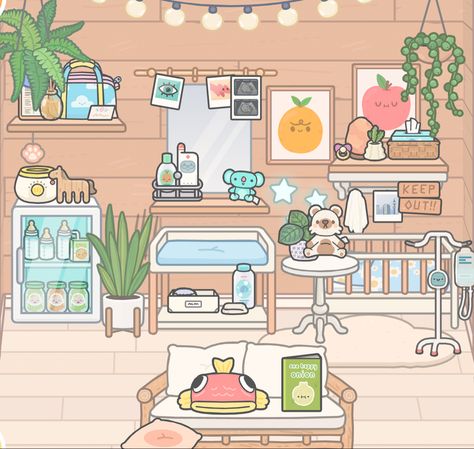 Aesthetic Toca Boca Nursery, Cute Baby Rooms In Toca Boca, Toca Boca Baby Room Ideas Modern Mansion, Toca Boca Nursery Ideas, Toca Boca Baby Room Ideas, Room Tutorial, Toca Boca Hair Salon, Bad Room Ideas, Toddler And Baby Room