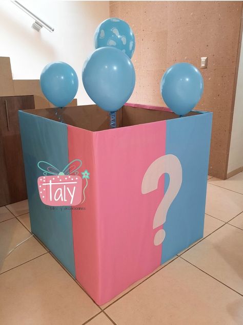 Gender Reveal Box, Gender Reveal Games, Gender Reveal Balloons, Gender Reveal Decorations, Baby Gender Reveal Party, Baby Shawer, Gender Reveal Cake, Fiesta Baby Shower, Baby Gender Reveal