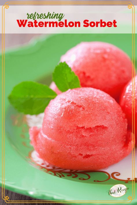 Watermelon Sorbet is a refreshing dairy free frozen dessert, perfect for cooling of on a summer's day. #watermelonrecipes