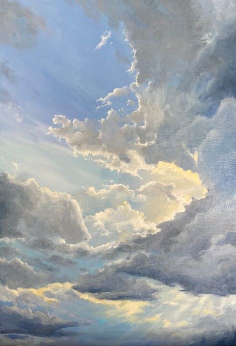 Heavenly Clouds Painting, Cloudy Sky Painting, Oil Painting Sky, Photo Ciel, Sky Oil Painting, Cloud Paintings, Sky Landscape Painting, Drawing Sky, Sky Paintings