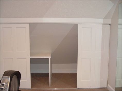 Knee Wall Storage Design, Pictures, Remodel, Decor and Ideas - page 3 Knee Wall Closet, Knee Wall Storage, Closet Tips, Attic Staircase, Attic Lighting, Attic Closet, Knee Wall, Attic Loft, Attic House