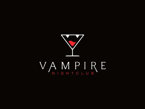 Vampire Nightclub glass cocktail teeth blood vampire club nightclub bar symbol mark logo Vampire Night Club Aesthetic, Vampire Logo Design, Vampire Nightclub, Vampire Logo, Knife Logo, Vampire Illustration, Learning Logo, Nightclub Design, Bar Logo