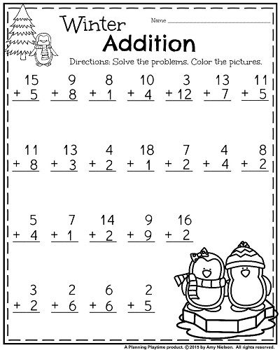 First Grade January Worksheet - Winter Addition Set Free First Grade Math Worksheets, First Grade Addition Worksheets, Christmas Math Worksheets First Grade, January First Grade, First Grade Math Worksheets Free, Winter Addition Worksheets, Addition Worksheets First Grade, First Grade Addition, Winter Math Worksheets