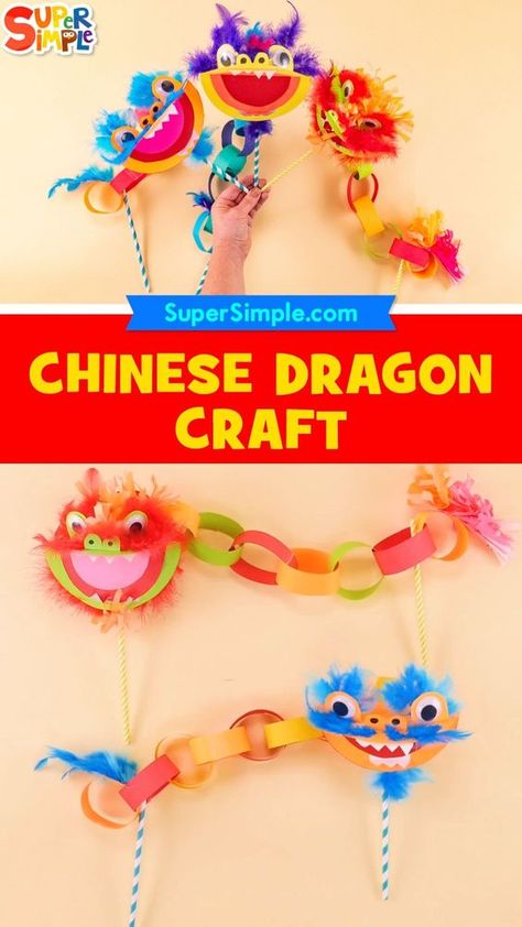 Chinese Dragon Craft, Around The World Summer Camp, Paper Dragon Craft, News Years Crafts For Kids, Chinese New Year Craft, New Year Crafts For Kids, Dragon Craft, New Year Craft, Chinese New Year Crafts For Kids