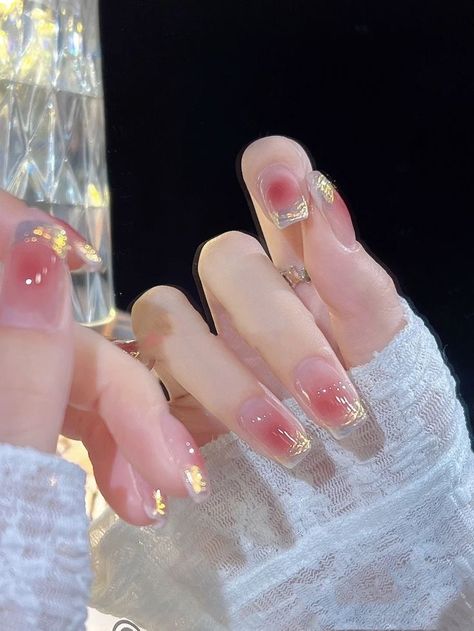 Deco Nails, Asian Nails, Korean Nails, Blush Nails, Fake Nails With Glue, Classy Acrylic Nails, Pretty Gel Nails, Nails Fake, Soft Nails