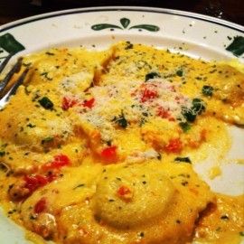 I found this recipe on the net. I love Olive Gardens Ravioli di Portobello, especially the sauce mmmmm. I have not tried this recipe, and I may be to lazy to make ravioli, unless I use wonton wrappers. I have seen premade mushroom ravioli before, so I plan to keep a look out and make the sauce to go with it. I look forward to trying it as soon as I see some ravioli. I am sure this sauce would be good on anything, including a leather boot, or tennis shoe if you are vegetarian! Enjoy! Th... Portabella Mushroom Ravioli Recipe, Olive Garden Ravioli, Portabella Mushroom, Mushroom Ravioli, Sun Dried Tomato Sauce, Italian Meals, Olive Garden Recipes, Ravioli Recipe, Stuffed Portabella Mushrooms