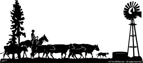 21.5 inch x 48 inch Cattle Drive Decorative Silhouette Horse Stencil, Cow Print Wallpaper, Cattle Drive, Horse Motif, Horse Sign, Horse Silhouette, Silhouette Stencil, Farm Design, Cowboy Art