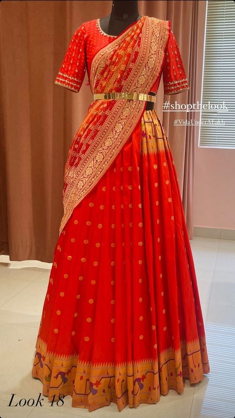 Paithani Lehenga Designs, Paithani Ghagra, Paithani Lehenga, Half Saree Function, Lehenga Design, Lehenga Saree Design, Half Saree Lehenga, Indian Outfits Lehenga, Half Sarees