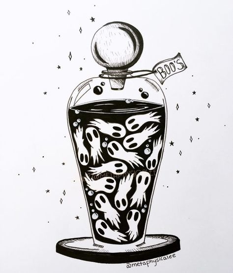 Bottle of Boos Halloween Ghost Potion Original Drawing Halloween fonts #halloweenfonts fonts #fonts font #font 2.1053 Ghost In A Bottle Tattoo, Shared Tattoos, Sticker Reference, Halloween Calligraphy, Voodoo Tattoo, 13 Days Of Halloween, Witchcraft Art, Drawing Halloween, Tattoo Dark