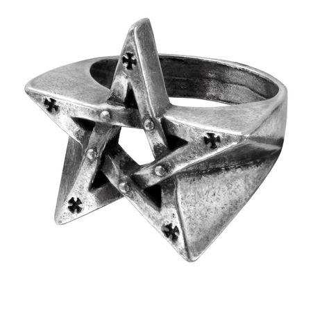 Alchemy Gothic Pentagration Pentagram Ring Magically intoned icon of power. Approximate Dimensions Width 0.94" x Height 1.02" x Depth 0.91"- based on size T/9.5 Sizes: US 8.5, 9.5, 11, 12, 13 Material Gothic Jewelry Rings, Alchemy Gothic Jewelry, Pentagram Jewelry, Pewter Ring, Scene Girl, Alchemy Gothic, Alternative Jewelry, Gothic Rings