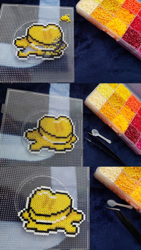 Hama Beads - Perler Beads - BTS - Butter - KPop - Korea - Perlas Fusibles Kpop Perler Beads, Bts Perler Beads, Beads Kpop, Pearl Plate, Melted Beads, Bts Diy, Ironing Beads, Easy Perler Bead Patterns, Easy Perler Beads Ideas