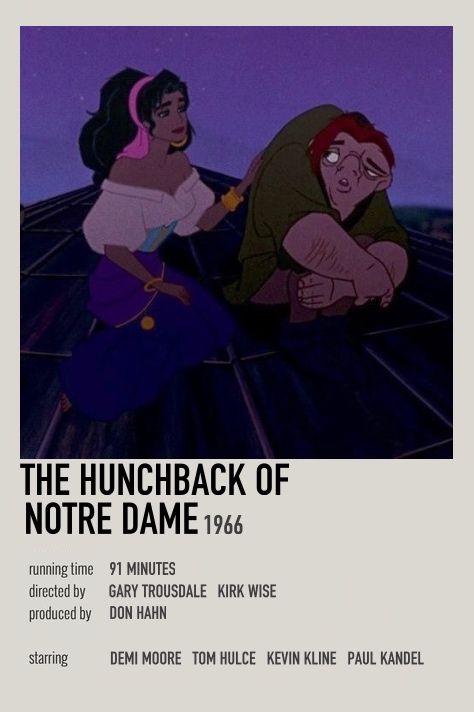 Hunchback Of Notre Dame Movie Poster, Disney The Hunchback Of Notre Dame, Hunchback Of Notre Dame Aesthetic, Hunchback Of Notre Dame Poster, Mary Kay Bergman, Minimalistic Polaroid Poster, Jason Alexander, Movie Character Posters, Old Disney Movies